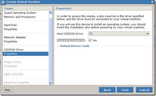 virtual machine CD/DVD drive
