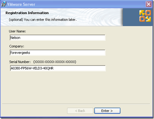 VMware registration key